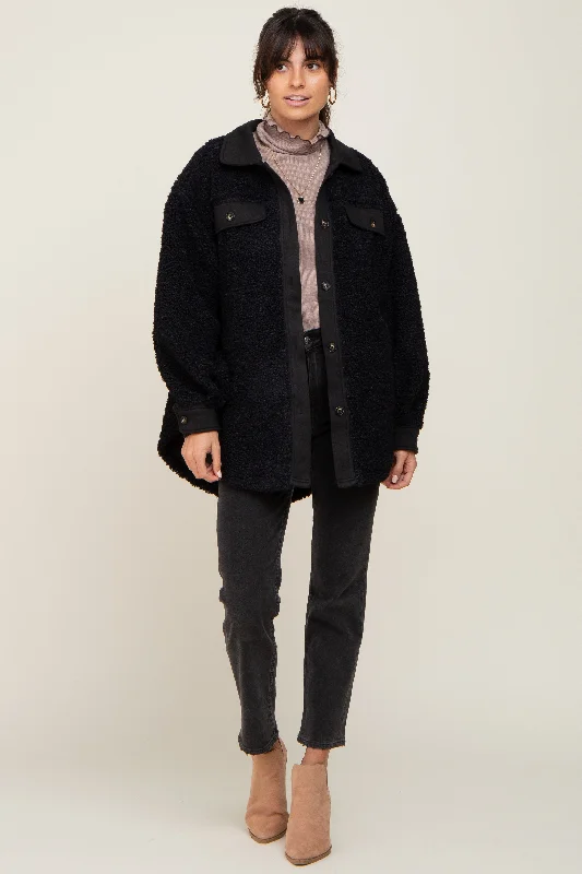 Weekend Bargains to Sizzle Black Contrast Oversized Sherpa Coat