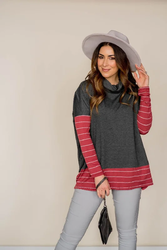 Weekend Bargains to Savor Hint of Stripes Cowl Neck