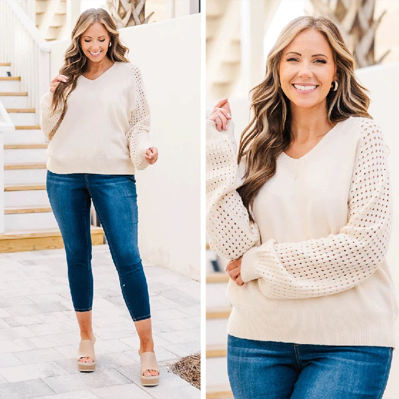 Shop and Save Lighten My Mood Sweater, Cream
