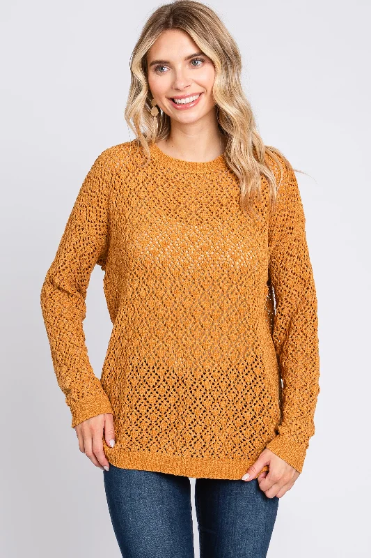 Weekend Savings Spree Gold Chenille Open Knit Sweater