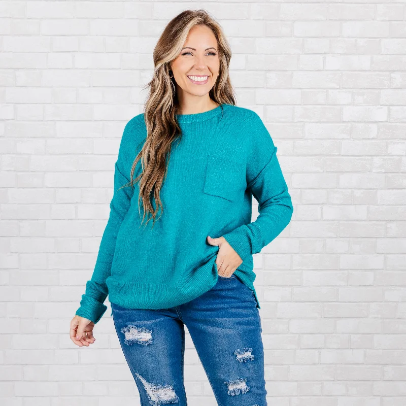 Weekend Savings Fiesta Unwind Your Mind Pullover, Heather Light Teal
