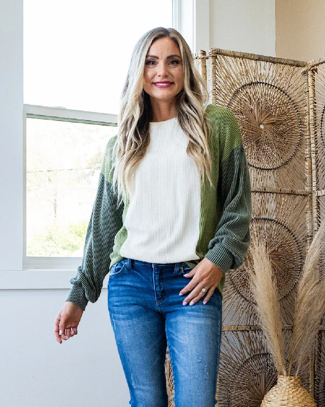 Lowest Rates Aaliyah Color Block Corded Top - Olive