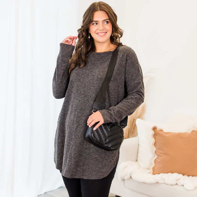 Weekend Deal Cafe Cutie Tunic, Charcoal
