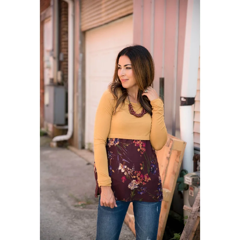 Weekend Special Floral Bottom Long Sleeve Tee