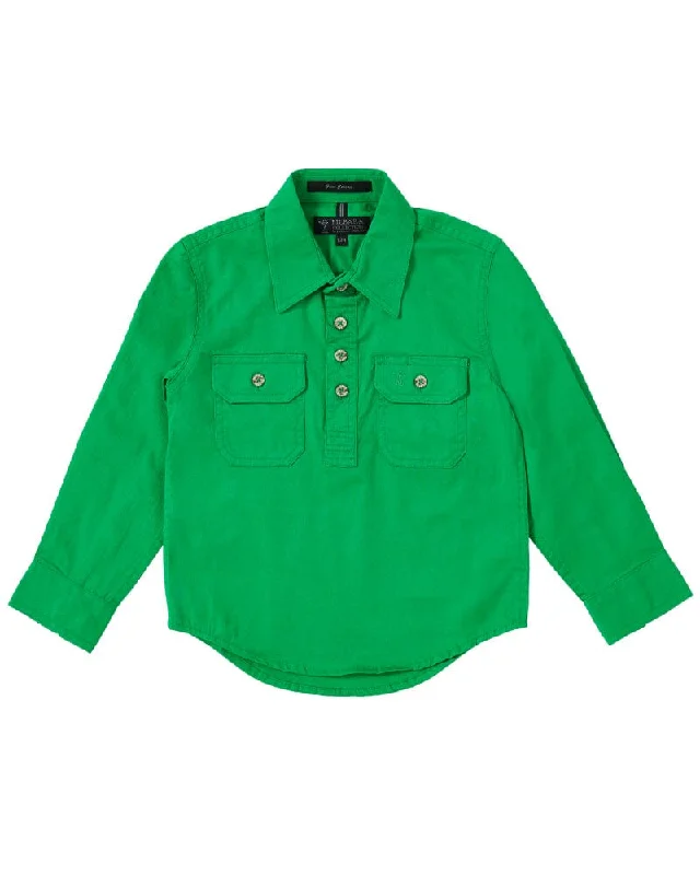 Special Price Kids Closed Front Shirt LS - Emerald