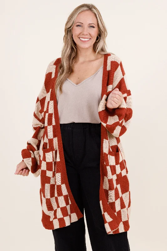 Online Exclusive Doing What We Want Cardigan, Rust-Taupe
