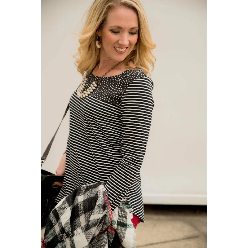 Amazing Value Speckled Top Striped Long Sleeve