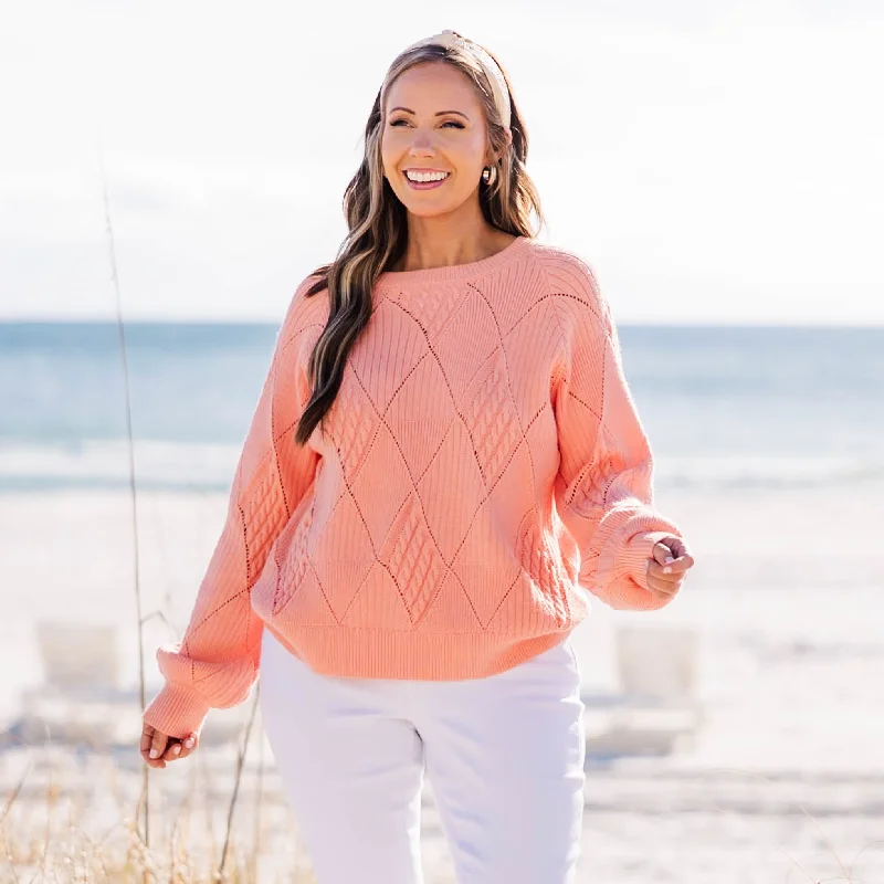 Weekend Deals That Sizzle Open My Heart Sweater, Peach