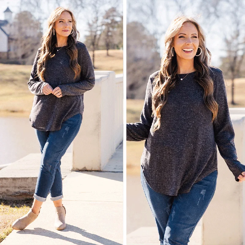 Markdown Sale Loving Me Top, Charcoal