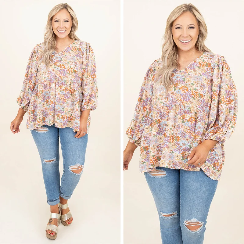 Weekend Bargains Just for You Flattered From Afar Top, Natural