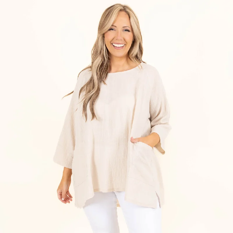 Midnight Sale Thinking It Through Tunic, Sand Beige