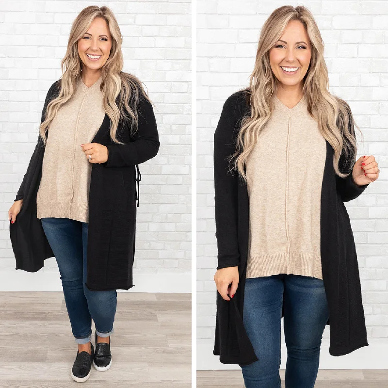 Weekend Specials to Cherish Wishing For Lovely Weather Cardigan, Black