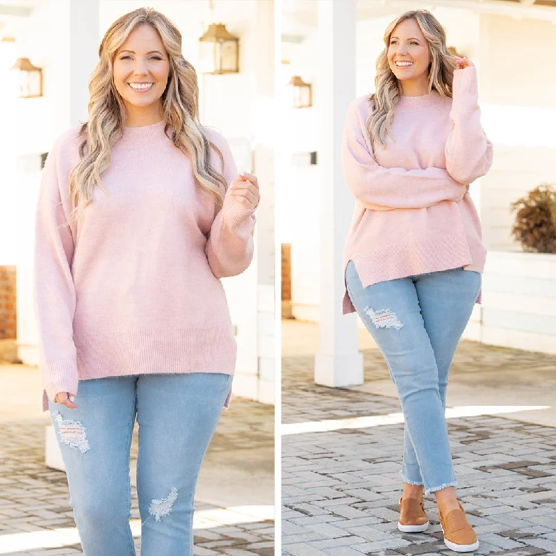 Overstock Clearance Cold Mornings Sweater, Pink