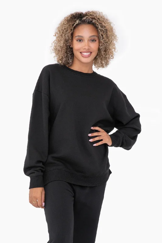 Unbeatable Deal Black Soft Knit Fleece Lined Sweatshirt