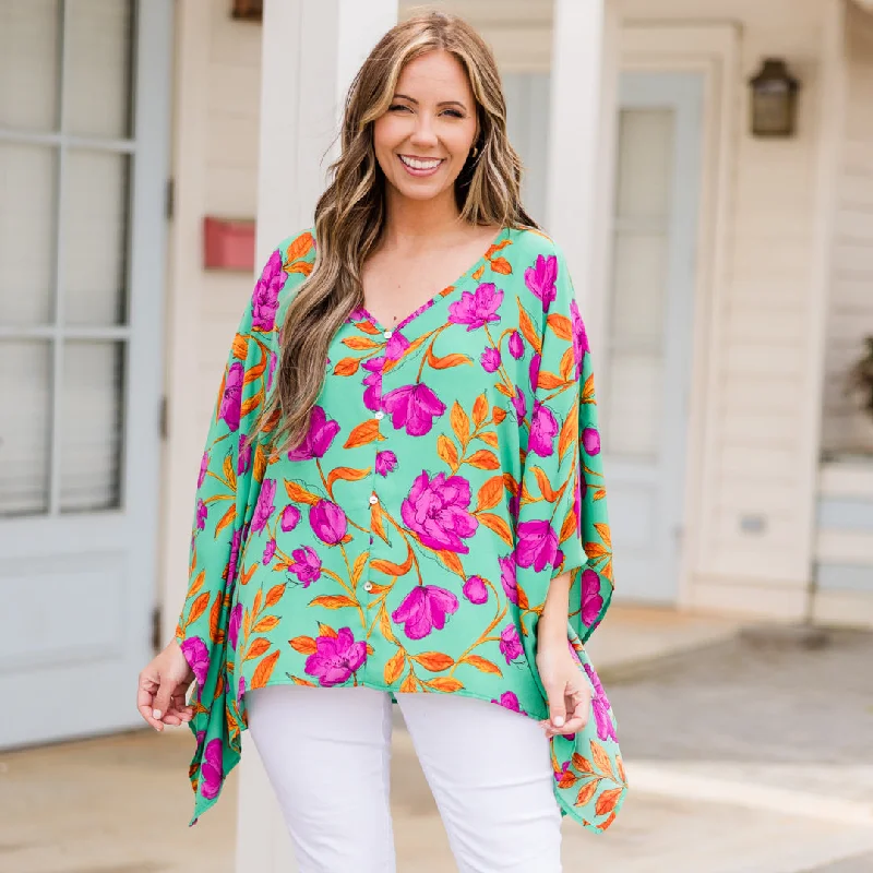 Weekend Offers That Sizzle Floating Garden Tunic, Green Multi
