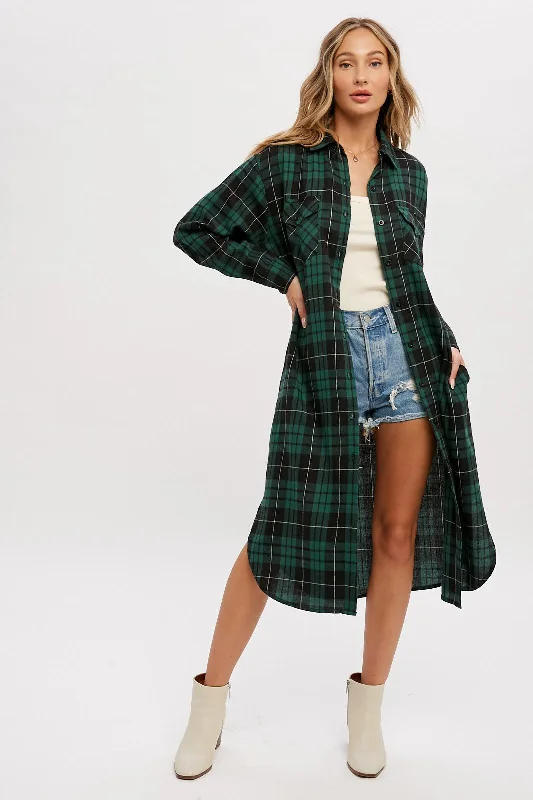 Weekend Savings Sensation Forest Green Plaid Oversized Shirt