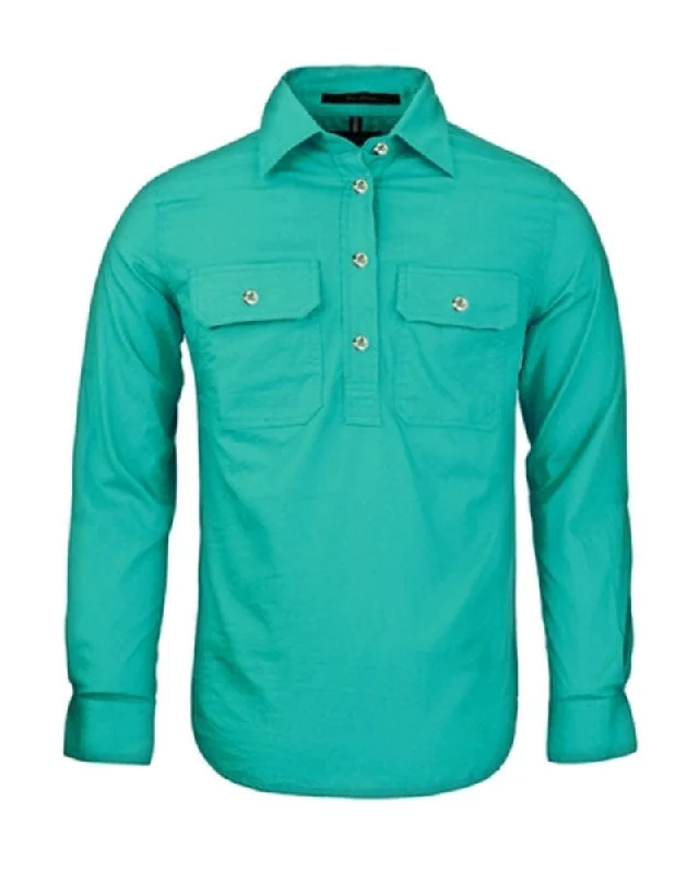 Time-Limited Offer Ladies Closed Front Shirt LS - Jade
