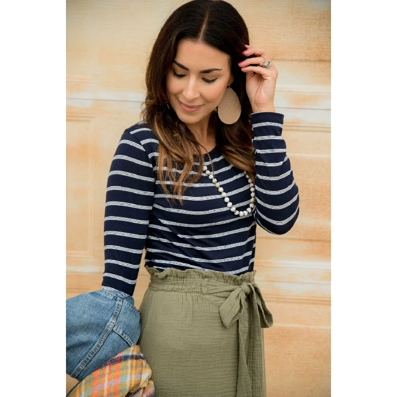Online Deal Dual Striped Long Sleeve Tee