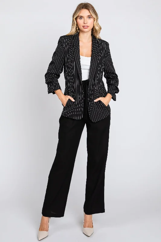 Weekend Offers That Sizzle Black Pinstriped Blazer