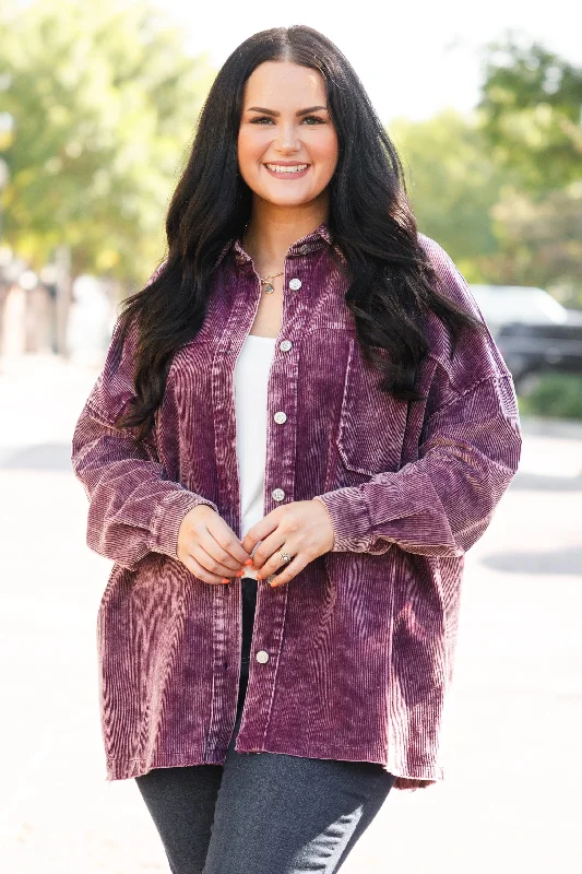 Year-End Deals Close To You Shacket, Dark Plum
