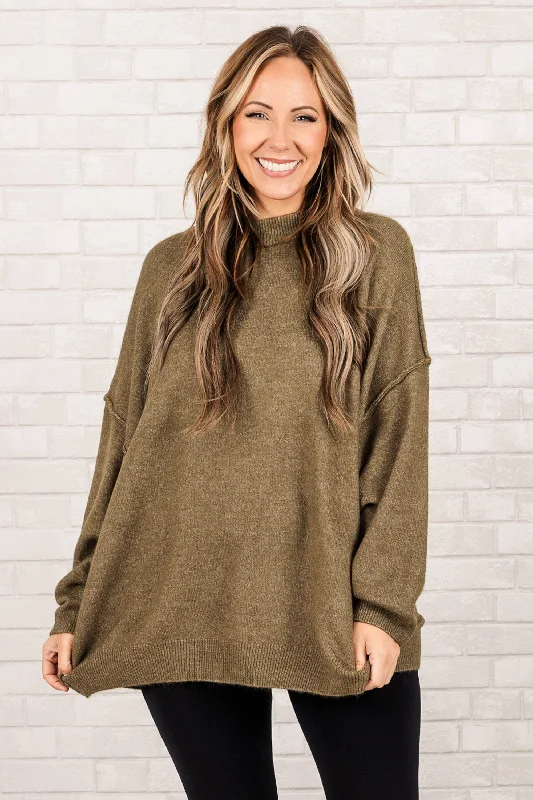 Markdown Sale Too Comfy Sweater, Heather Olive