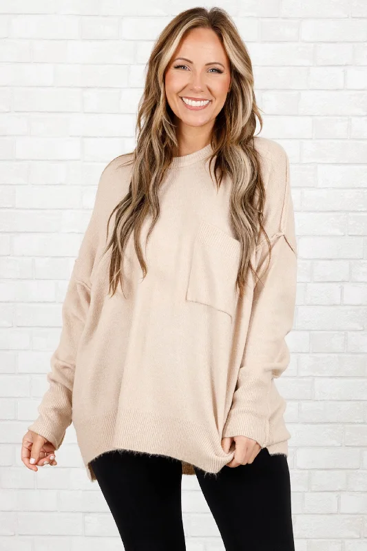 Weekend Deals That Sparkle The Night Before Sweater, Heather Beige