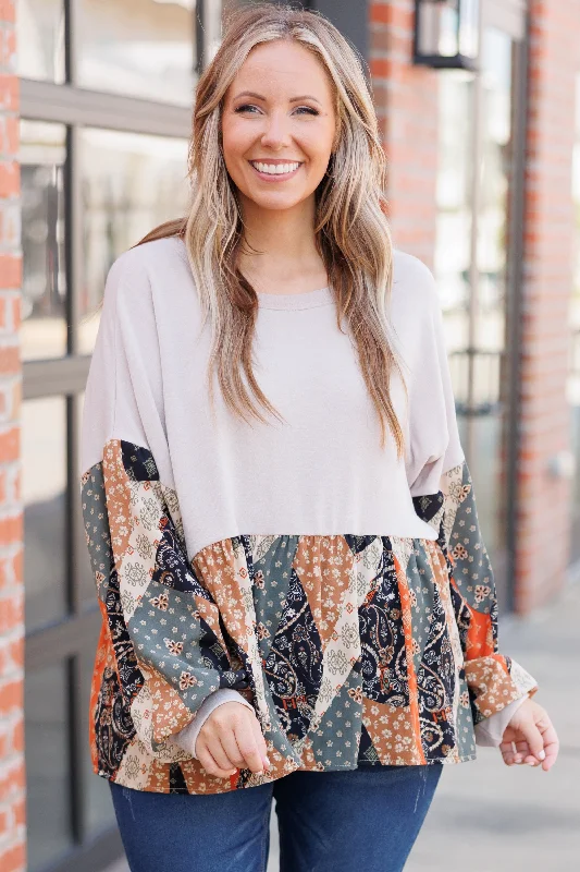 Weekend Savings Galore Saddle Up Girl Top, Taupe