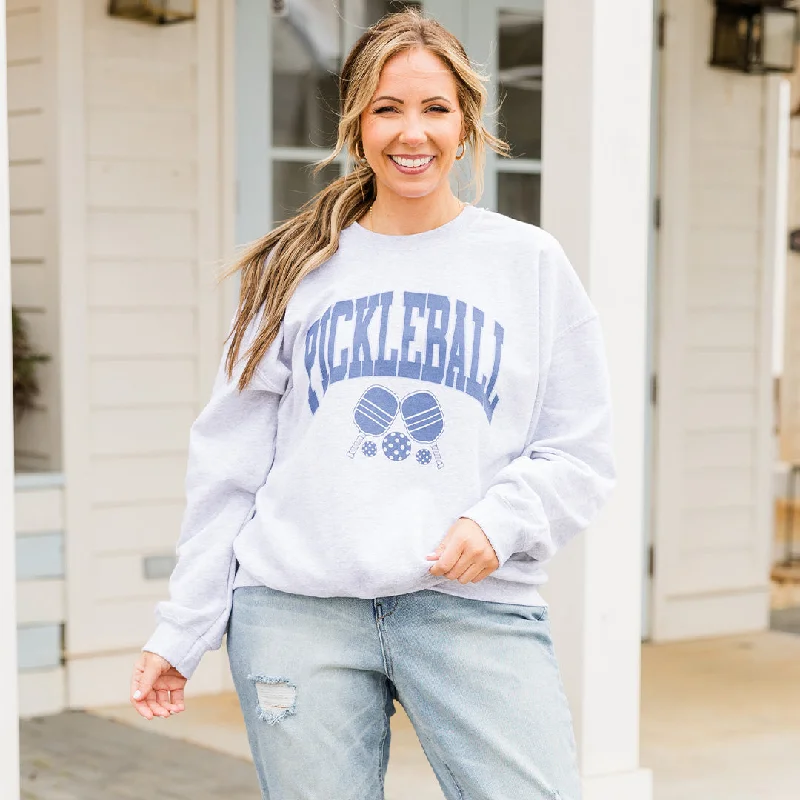 Hurry Up Pickleball Star Sweatshirt, Ash