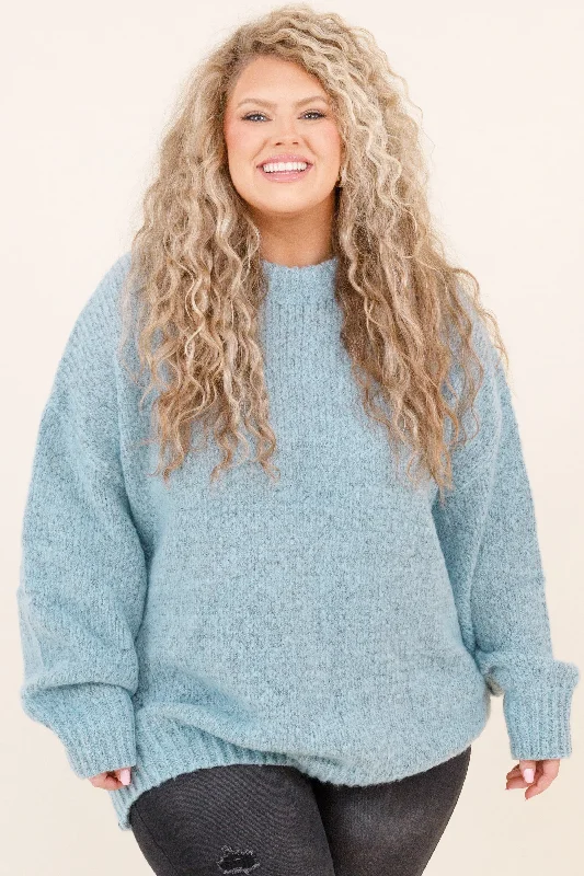 Markdown Sale Let's Snuggle Sweater, Mint Green