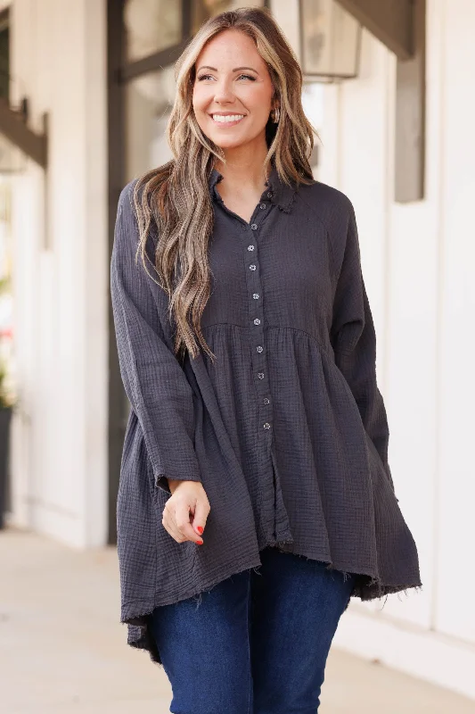 Weekend Bargains to Sizzle Stuck In Her Daydream Top, Ash Grey