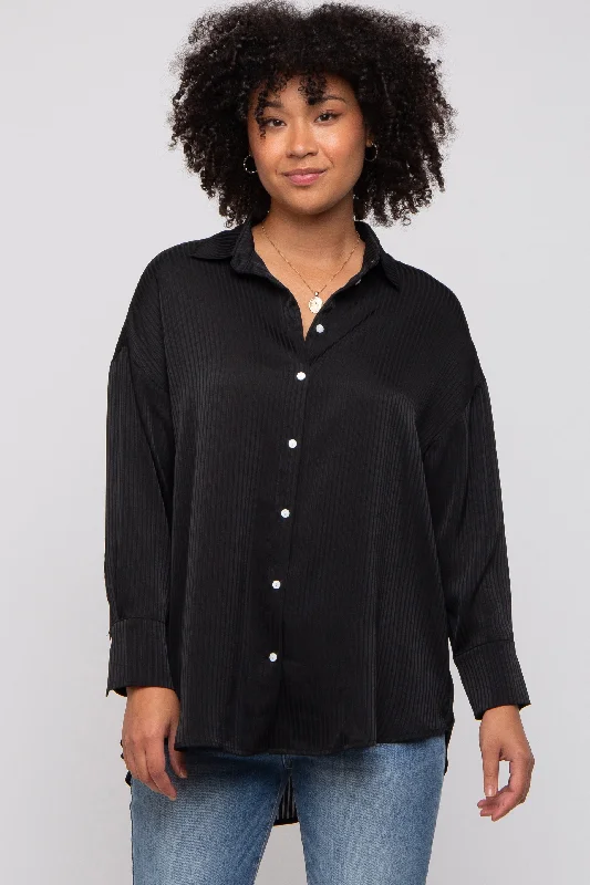 Fantastic Savings Black Striped Button Up Top