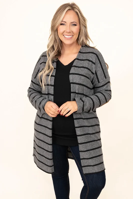 Don't Delay Bringing The Heat Cardigan, Charcoal-Black
