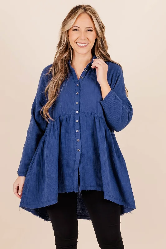Weekend Specials Just for You Stuck In Her Daydream Top, Light Navy