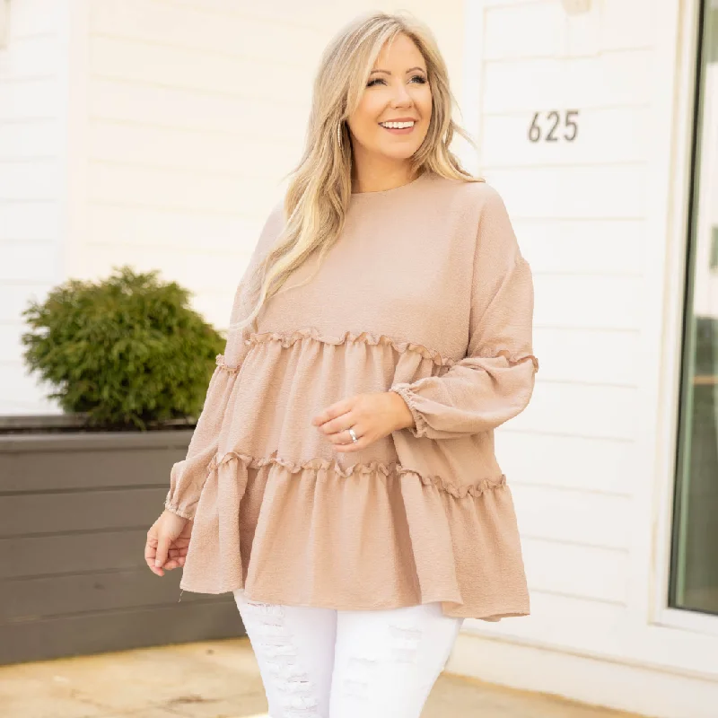 Weekend Savings Fiesta Give Me Butterflies Top, Taupe