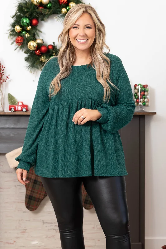 Deep Savings Rose In The Dark Top, Hunter Green