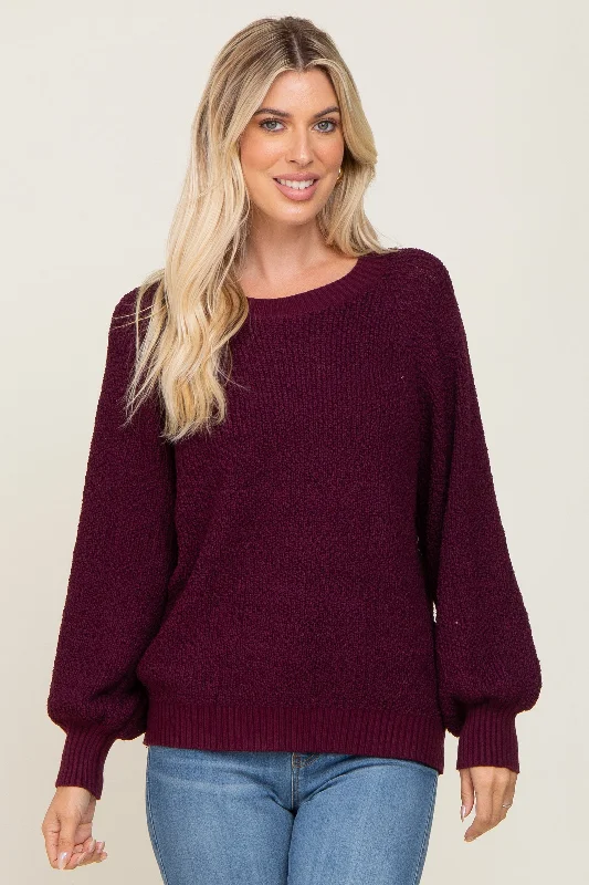 Weekend Savings Extravaganza Plum Popcorn Knit Raglan Sweater