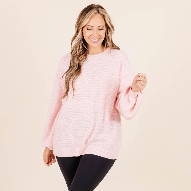 Early Access Cozy Bubble Sleeve Sweater, Spring Pink