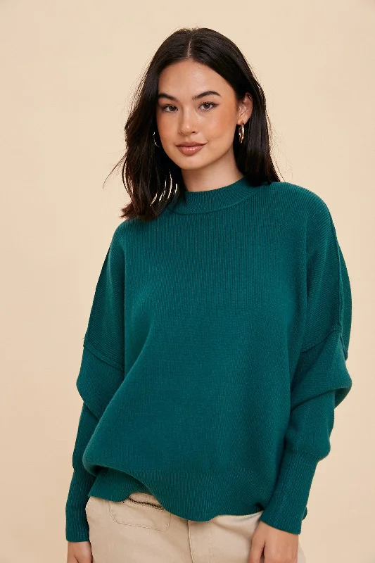 Weekend Discounts to Indulge In Emerald Knit Mock Neck Sweater