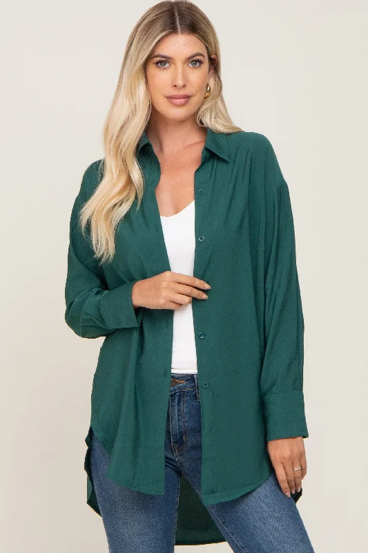 Crazy Savings Olive Oversized Button Down Blouse