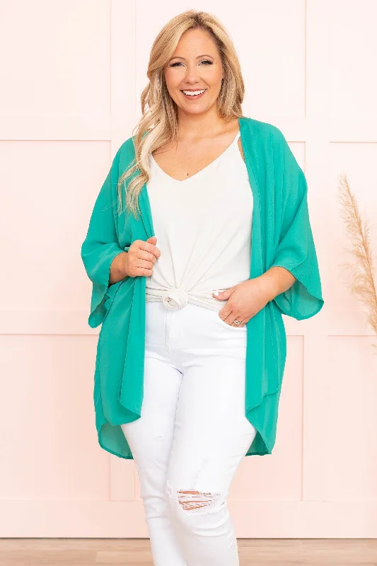 Special Discount What's Happening Kimono, Kelly Green