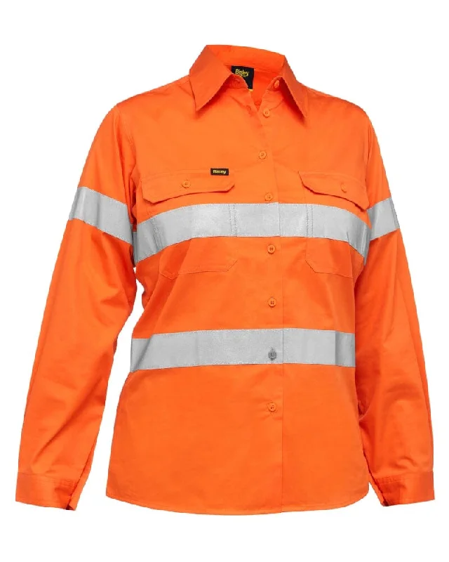 Weekend Bargains to Cherish Womens Taped Hi Vis Lightweight LS Drill Shirt - Orange