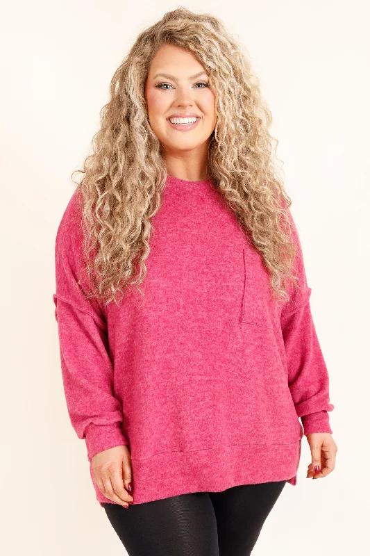 Weekend Discounts to Enjoy More of Me Sweater, Magenta
