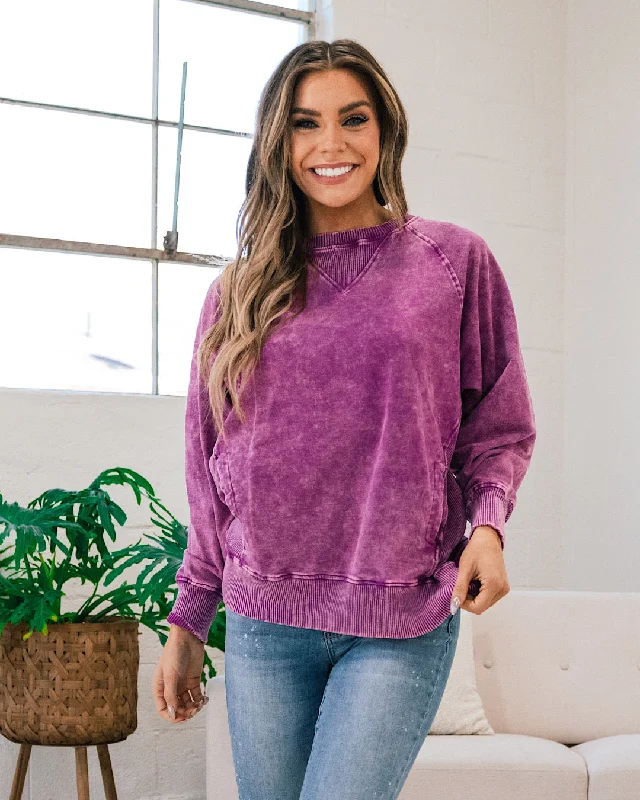 Weekend Specials to Indulge In Girlfriend Crewneck Sweatshirt - Ash Light Plum