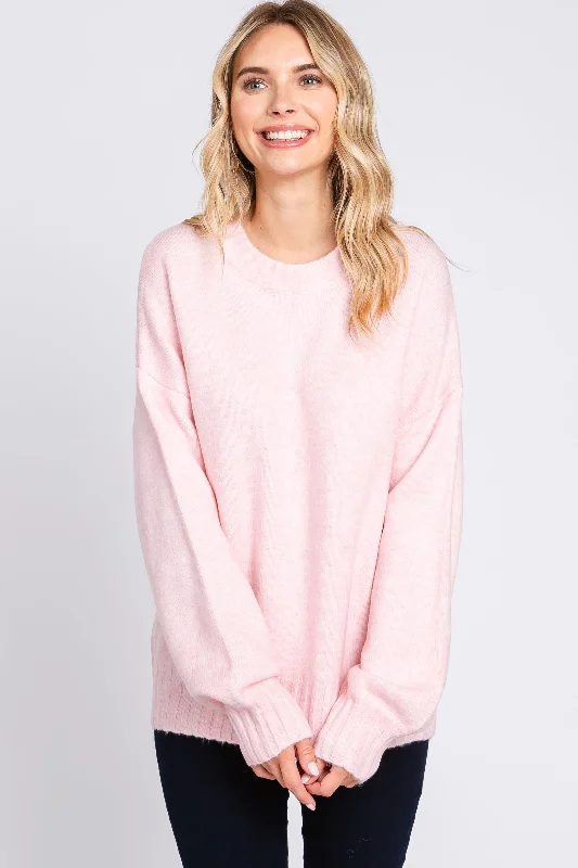 Weekend Special Pink Ribbed Cuff Sweater