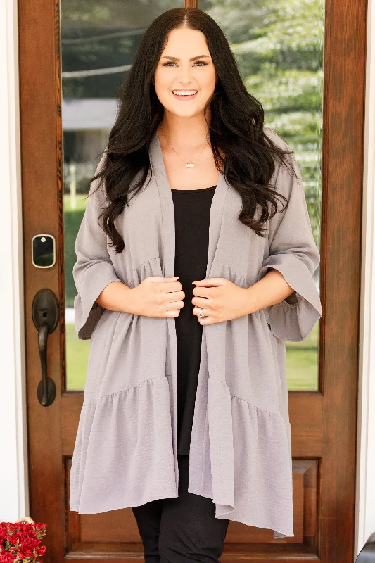 Weekend Shopping Made Better Under The Moon Cardigan, Gray