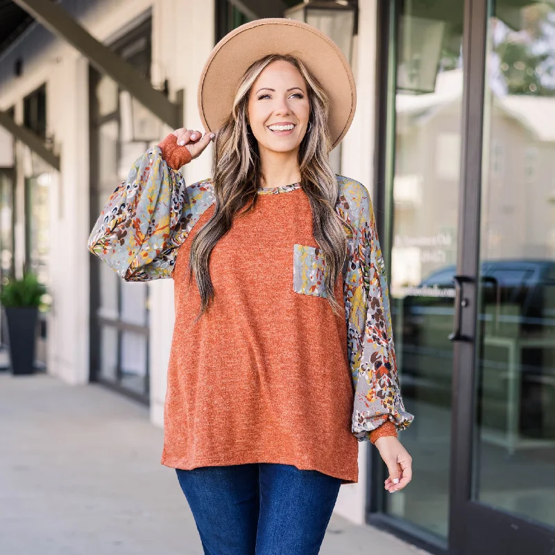 Weekend Offers That Excite Please Don't Leave Me Top, Rust