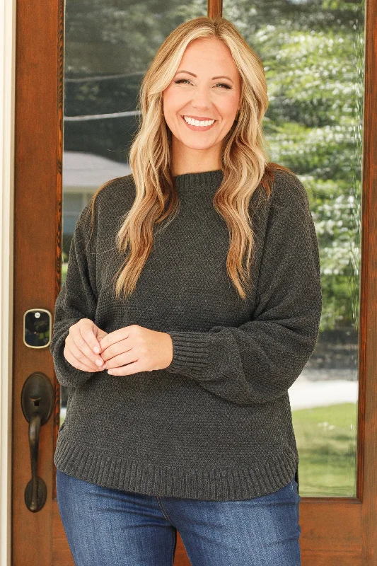 Top Pick She Has It All Sweater, Charcoal