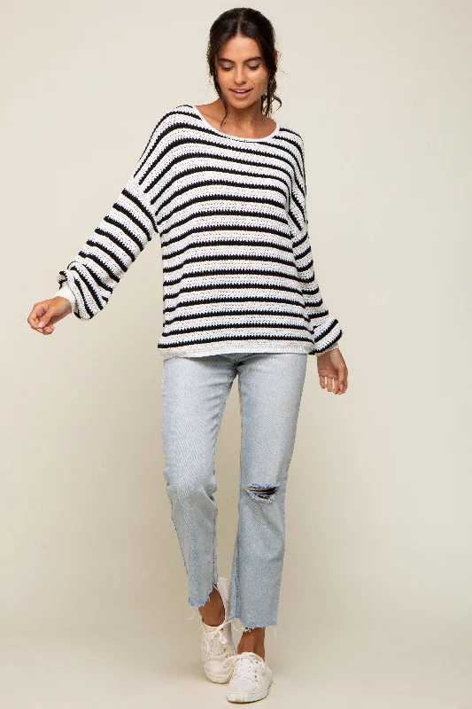 Low Cost Black Striped Sweater