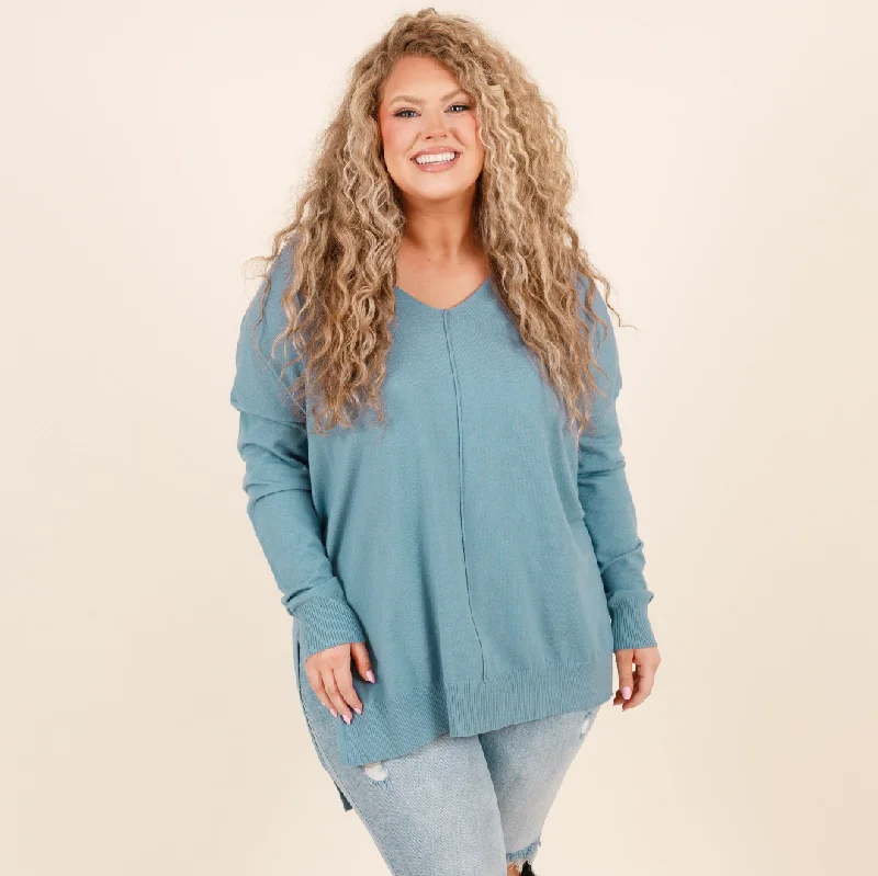 Weekend-Only Price Drops Miss Who I Was Sweater, Blue Gray
