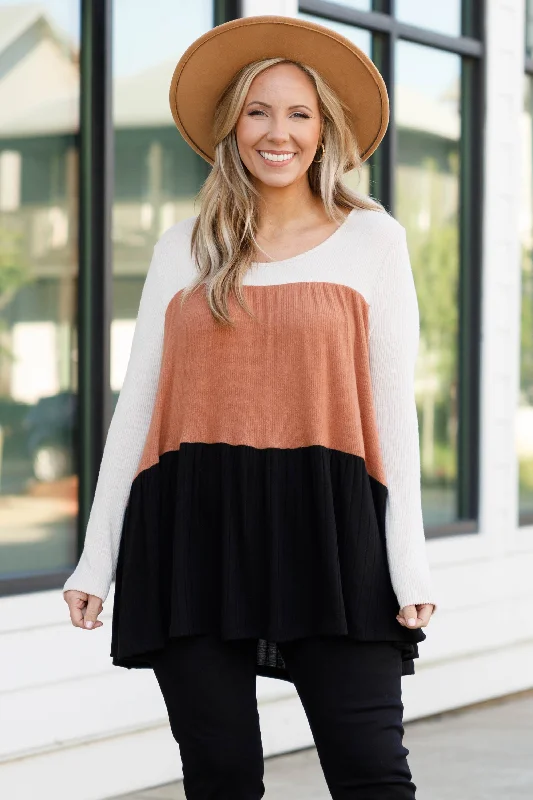 Super Savings Harvest Moon Top, Oatmeal/Black